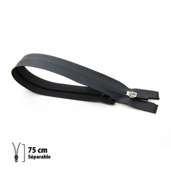 fermeture eclair z44 noire impermeable 6 mm separable 75 cm
