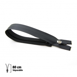 fermeture eclair z44  noire  impermeable 6 mm separable 80 cm
