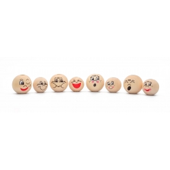 perles visages en bois pour enfant 15 et 20 mm 8 pieces