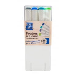 feutres a alcool double pointe tons bleuvert 12 pieces