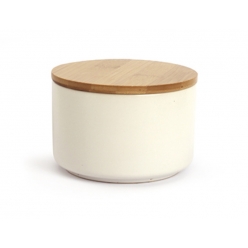 pot a bougie ceramique blanc avec couvercle bambou