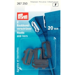 agrafes et barrettes plates pour jupe noir 20mm
