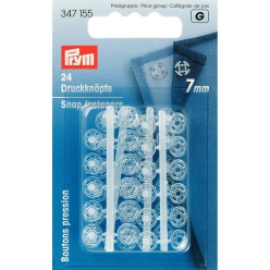 boutons pression a coudre plastique transparent 7mm x24