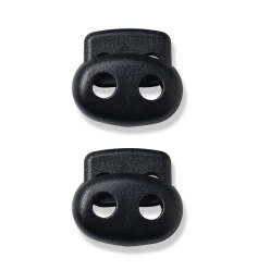 arrets de cordon plastique 2 trous noir x2