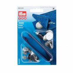 boutons pression jeans lisse argent 17mm x8