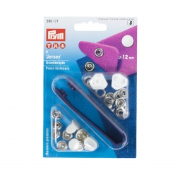 6 boutons pression jersey blanc 12mm