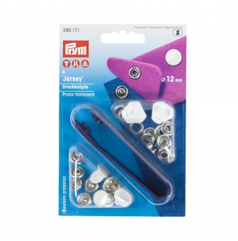 6 boutons pression jersey blanc 12mm