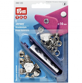 9 boutons pression jersey argent 10mm
