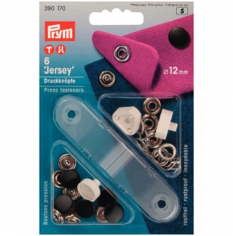 boutons pression jersey noir 12mm x6