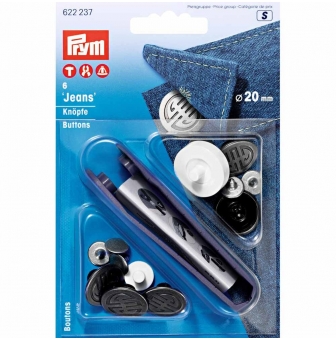 boutons pression jeans art deco acier 20mm x6