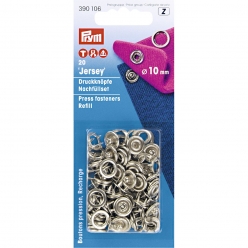 boutons pression jersey anneau 10mm argent x20