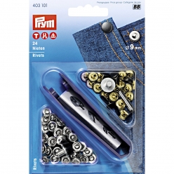 rivets laiton 9mm nickel 24pcs