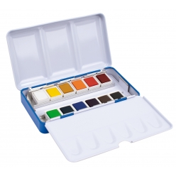 boite metal aquarelles demi godet 12 couleur