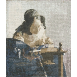 kit broderie point de croix vermeer la dentelliere