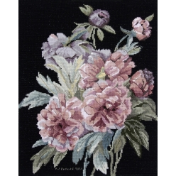 kit broderie point de croix les pivoines