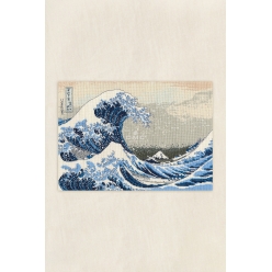 kit broderie point de croix la grande vague hokusai