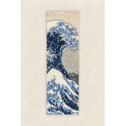 kit broderie point de croix marque page la grande vague