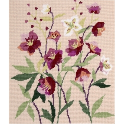canevas penelope imprime tapisserie hellebores 30x35 cm
