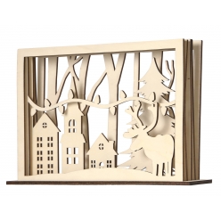scene de noel en bois cisele forme cadre 28 x 18 x 04 cm
