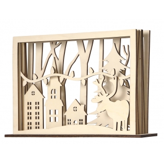 scene de noel en bois cisele forme cadre 28 x 18 x 04 cm