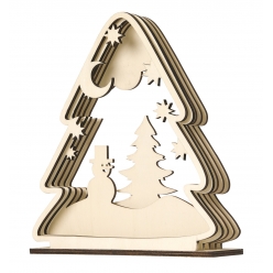 scene de noel en bois cisele forme cadre sapin 173 x 20 x 04 cm