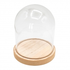 cloche acrylique et socle en bois 115 x 13 cm