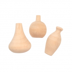 deco mini demi vases en bois 3 pieces