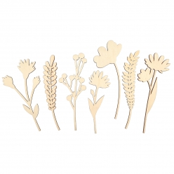 silhouettes fleurs en bois 21 cm 7 pieces