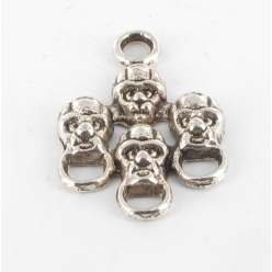 breloque pendentif diviseur tete de mort argente