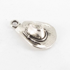 breloque en metal chapeau de cowboy argente