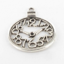 breloque en metal horloge argente