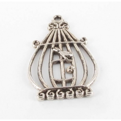 breloque en metal cage argente