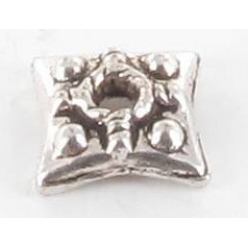 perle rondelle intercal metal carre argente de 10
