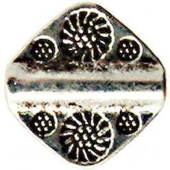 perle metal carree 12mm argente
