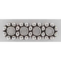 perle metal barette diviseur 4 rangs argente