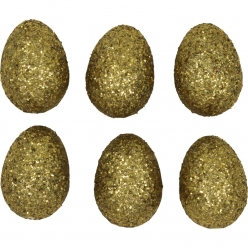 oeuf en polystyrene paillete dore haut 6cm 6 pieces