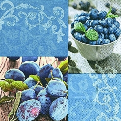 pqt 20 serviettes blueberries and plums