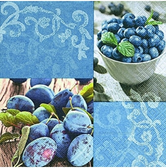 pqt 20 serviettes blueberries and plums