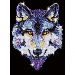 tableau sequin art loup