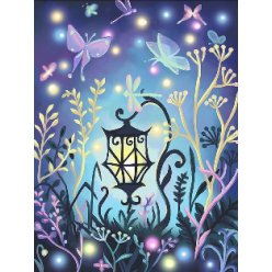 diamond painting 30x40  lanterne bleue