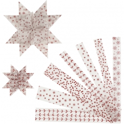 Bandes de papier étoiles diamètre 6,5 et 11,5 cm Blanc et rouge