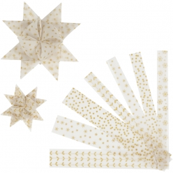 bandes de papier etoiles diametre 65 et 115 cm blanc et or