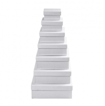 boites carrees en carton blanc 7 pieces