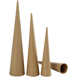 cones papier mache 20  25  30 cm lot de 3 pieces