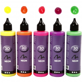 peinture 3d liner assortiment neon 5x100ml