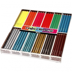 Crayons de couleur Colortime fluo et métal 144 pièces