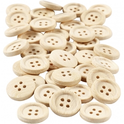 boutons en bois 18 mm a 4 trous 40 piece