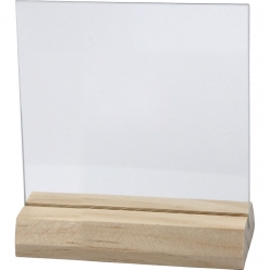 plaque de verre avec socle en bois