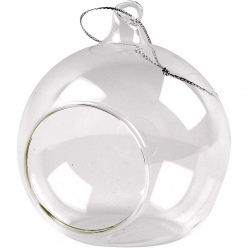 Boules de Noël ouverte en verre 8 cm Lot de 6 pièces