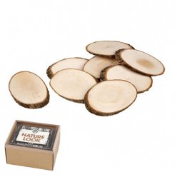 Disques en bois avec écorce env, 11x7,5 cm - 12 pièces